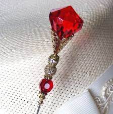 Large Sparkling Red Hatpin With Rhinestones Beads And Wire Hat Pins Jewelry Crafts
