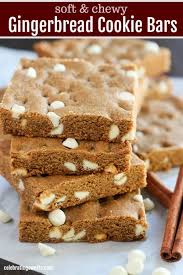 Soft Chewy Gingerbread Cookie Bars With White Chocolate Chips Gingerbread Gingerbreadcoo Gingerbread Cookie Bars Chewy Gingerbread Cookies Sweets Recipes