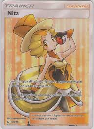 Some cards are rare holofoil or collectable cards, and usually have a shiny texture. Nita 180 181 Full Art Trainer Card Make Pokemon Cards Pokemon Cards Pokemon