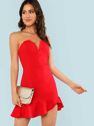 Utilizza un reggiseno senza spalline sotto un top senza spalline o con spalline molto sottili. Abito Senza Spalline Con Scollo A Cuore E Orlo A Sbuffo Shein Italia