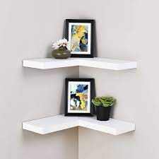 amazonsmile welland floating corner shelf set of 2 white wall mounted display with concealed hardware for be shelves design how to mount
