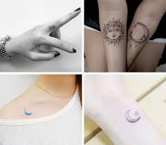 Half moon tattoos, also considered a crescent moon, are a beautiful design idea for those that follow the waxing and waning of the moon, or who crescent moons often represent birth cycles and fertility and may be worn to represent womanhood. Sun And Moon Small Tattoo
