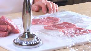 A cast iron skillet or other heavy saucepan. How To Slice And Pound Pork Tenderloin Myrecipes