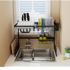 Expandable stainless steel dish rack. 65 Cm Stainless Dish Drainer Over The Sink Drying Rack Lazada Ph