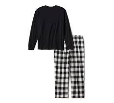 Harley-Davidson Men's Bar & Shield Buffalo Check Pajama Set Long Sleeve Shirt, Harley Black - Large