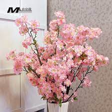 High Artificial Flower Silk Flower Bountyless Home Floor Long Peach Blossom Sakura Artificial Flowers Chiffon F Artificial Flowers Alyssum Flowers Silk Flowers