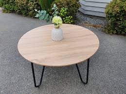 Nova round teak extension outdoor dining table warehouse. 800mm Round Coffee Table With Metal Legs Dehome Furniture