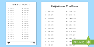 Ihre umkehroperation ist die division (das teilen). Vielfache Von 10 Addieren Und Subtrahieren Arbeitsblatt