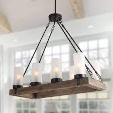 Farmhouse kitchen lighting in particular really brings the style to life, adding a warm and cozy element that ties the whole look together. 8 Light Wood Kitchen Island Lighting Farmhouse Ceiling Pendant Transitional Kitchen Island Lighting By Lnclighting Llc Houzz