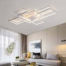 Contemporary ceiling design for living room: Led Modern Ceiling Light Flush Mount Square Fixture Living Room Lamp Dimmable With Remote Control Acrylic Shade White Chandelier Pendant Lighting For Dining Room Bedroom Bathroom Kitchen Restroom Amazon Com