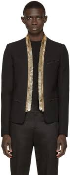 Black And Gold Blazer Mens Balmain Black Gold Chain Trim Blazer Gold Chains For Men Black Gold Chain Gold Chains