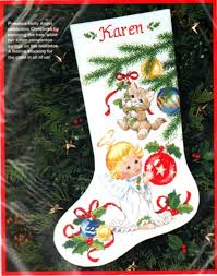 Vintage cross stitch christmas stockings. Dimensions Holly Angel And Kitten Christmas Stocking Counted Cross Stitch Kit Cross Stitch Christmas Stockings Cross Stitch Stocking Holiday Cross Stitch