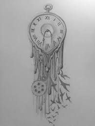 Melting Clock Sketch Clock Drawings Melting Clock Geometric Mountain Tattoo