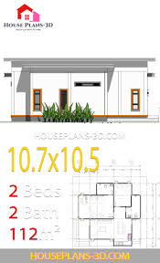 The exterior of this trailer home looks sort of boxy as if it was made by ikea. House Plans 10 7x10 5 With 2 Bedrooms Flat Roof House Plans 3d