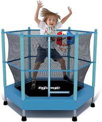 Amazon.com : LeJump Brightmoon Indoor Trampoline 60 inch 5FT Toddler  Trampoline Kids Trampoline Indoor Outdoor Trampoline with Basketball Hoop  Use with Enclosure Net Gifts for Boys & Girls : Sports & Outdoors