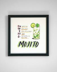 Mojito Cocktail Recipe Print Of Original Handlettered Etsy Mojito Cocktail Recipe Mojito Cocktail Mojito