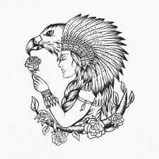 American Flag Eagle Tattoo Black And White Female Native American Eagle Vector Illustration American Animal Art Png And Vector With Transparent Background For Free Download Eagle Tattoo Native American Eagle Tattoo Native American Eagle