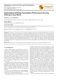 Pdf Optimization Drilling Parameters Performance During