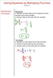 Now get rid of the fractional coefficient by multiplying both sides of the equation by the reciprocal of 4 / 7 4/7 4 / 7. Solving Equations By Multiplying Fractions 7th Grade Pre Algebra Mr Burnett