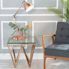 Wedding favour chic on instagram: Urban Deco Prism Glass And Rose Gold Side Table Cfs Furniture Uk