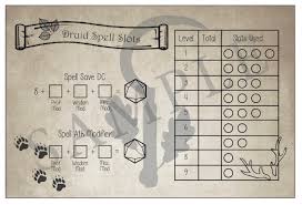 Druid Spell Tracker Etsy In 2021 Dnd Character Sheet Druid Dnd Druid