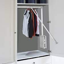 Large canvas fabric wardrobe with hanging rail shelving clothes storage cupboard. Lift Pull Down Adjustable Width Wardrobe Clothes Hanging Rail Soft Return Space Saving Wardrobe Rail Practical In Life Walmart Com Walmart Com