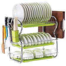 You can also filter out. Dish Drying Rack 3 Tier Stainless Steel Kitchen Dish Drainer Rack Kitchen Storage With Drainboard And Cutlery Cup Kitchen Supplies Drying Frame 42 25 45cm Green P181110zwj00101 Buy Online At Best