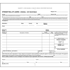 Straight Bill Of Lading Short Form