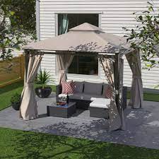 Maybe you would like to learn more about one of these? Finefind 10 X 10 Gazebo Canopy Outdoor Soft Top Gazebo Patio Gazebo Tent Polyester Double Roof Vented Gazebo With Mosquito Netting And Privacy Curtains Walmart Com Walmart Com