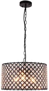 The crystal enchantment drum pendant light by fine art lamps offers a spectacular accompaniment for open indoor spaces. Crystal Chandelier Pendant Light Fixture 3 Light Hanging Pendant Ceiling Lamp Caged Metal Drum Shade Black