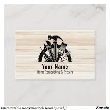 Customizable Handyman Tools Wood V1 Business Card Zazzle Com In 2020 Wood Business Cards Business Card Design Simple Construction Business Cards