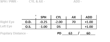 Prescriptions Should Contain Sph Pwr Cyl Ax Add And Pd The Definitions Of Which Can Be Fo Prescription Prescription Eyeglasses Buy Contact Lenses Online