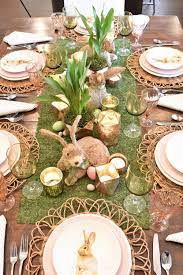 Celebrate easter by setting a pretty table that echoes all that you love about spring. Green And Blush Pink Easter Table Setting Home With Holliday Easter Table Settings Easter Table Decorations Spring Easter Decor