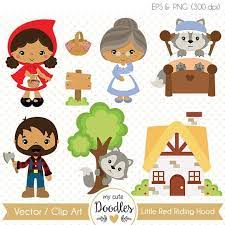 Little Red Riding Hood Clipart Cute Black Girl Cliparts Etsy Little Red Riding Hood Red Riding Hood Cute Doodles