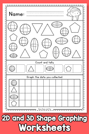 This set focuses on both 2d shapes as well as 3d shapes, kids need to count the number of specific shapes and show their answer in a graph (up to 10). 2d And 3d Shape Graphing Worksheets Easy Peasy And Fun Membership