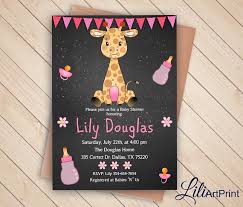 Giraffe Baby Shower Invitation Printable Baby Shower Girl Etsy Giraffe Baby Shower Invitations Chalkboard Baby Shower Invitation Baby Shower Invites For Girl
