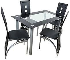 Amazon Com Simply Me 5 Pieces Dining Table Set Modern Tempered Glass Dining Room Table Glass Dining Room Table Dining Room Table Set Dining Table In Kitchen