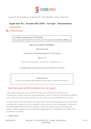 Pas de stress, les pronostics de nos professeurs de sciences éco vont vous aider à organiser et. Sujet Bac Es Annale Ses 2019 Corrige Dissertation Docsity
