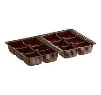 Simplex 6 7/8" x 4 1/4" x 7/8" Brown 12-Cavity Candy Tray - 250/Case