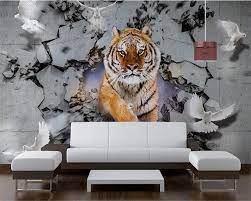Amazon | カスタム壁紙3d虎速報壁テレビソファ背景壁リビングルーム寝室の背景壁画3d家の装飾-150X130cm | 壁紙