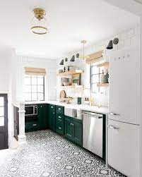 Check spelling or type a new query. Emerald Green Kitchen Cabinets Black And White Graphic Floor Tile Contemporary Wall Sconces Interior Design Kitchen New Kitchen Cabinets Home Decor Kitchen