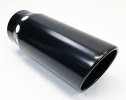 Diesel Exhaust Tip 6 00 Dia X 15 00 Long 5 00 Inlet Vented Weld On Rolled Slant Black Stainless Steel Wesdon Exhaust Tip Black Stainless Steel Weld Inlet