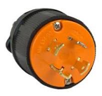 30AMP TWISTING LOCK DEVICE MALE PLUG 3P 4W 125/250VAC NEMA L14-30P ORANGE  POLYCARBONATE