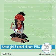 Artist Clipart Little Girl Clipart Painter Girl Png Etsy In 2021 Clip Art Girl Clipart Digital Artwork