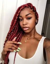 Mixed Black And Burgundy Box Braids Pictures Master Collection Of 52 Burgundy Box Braids Curly Craze Burgundy Box Braids Box Braids Hairstyles Hair Styles