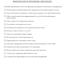 Happen the first day and when the supervisor will meet. Maintenance Engineer Checklist Template Download From Accounting And Finance Checklists