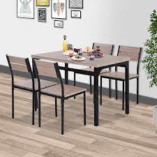 Transitional 5 piece dining set with curved back chairs, cream and browntransmute the look of your dining area with the inclusion of this 5 piece dining set. Buy Homcom 5 Piece Dining Table Furniture Set Modern Industrial Table With 4 Chairs For Dining Room Kitchen Online In Turkey B07mgqrfc5