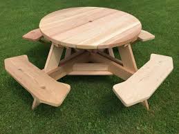 45 Round Top Picnic Table Western Red Cedar With Etsy Picnic Table Wooden Picnic Tables Octagon Picnic Table