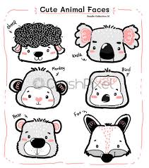 The philosophy of my site is that i try to share my knowledge in art with all people, and therefore, all my pdf worksheets are absolutely free! Cute Doodle Happy Smile Wild Animal Face Head Collection Set Stock Vector Crushpixel