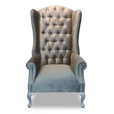 Tufted Hollywood Glam Chair Grey Velvet Fabric Glam Chair Hollywood Glam Chair Haute House